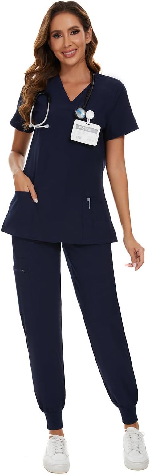 European And American V-neck Solid Color Two-piece Set