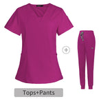 Women’s Short-Sleeve V-Neck Medical Scrub Set – Professional Uniform