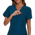 European And American V-neck Solid Color Two-piece Set