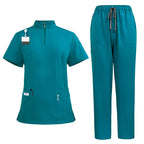 Stand Collar Zipper Hand Washing Suit Nurses' Uniform Work Clothes Suit