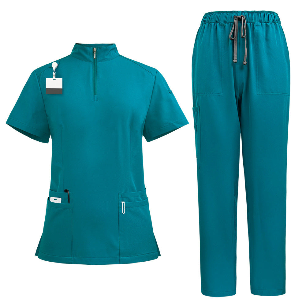 Stand Collar Zipper Hand Washing Suit Nurses' Uniform Work Clothes Suit