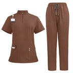 Stand Collar Zipper Hand Washing Suit Nurses' Uniform Work Clothes Suit