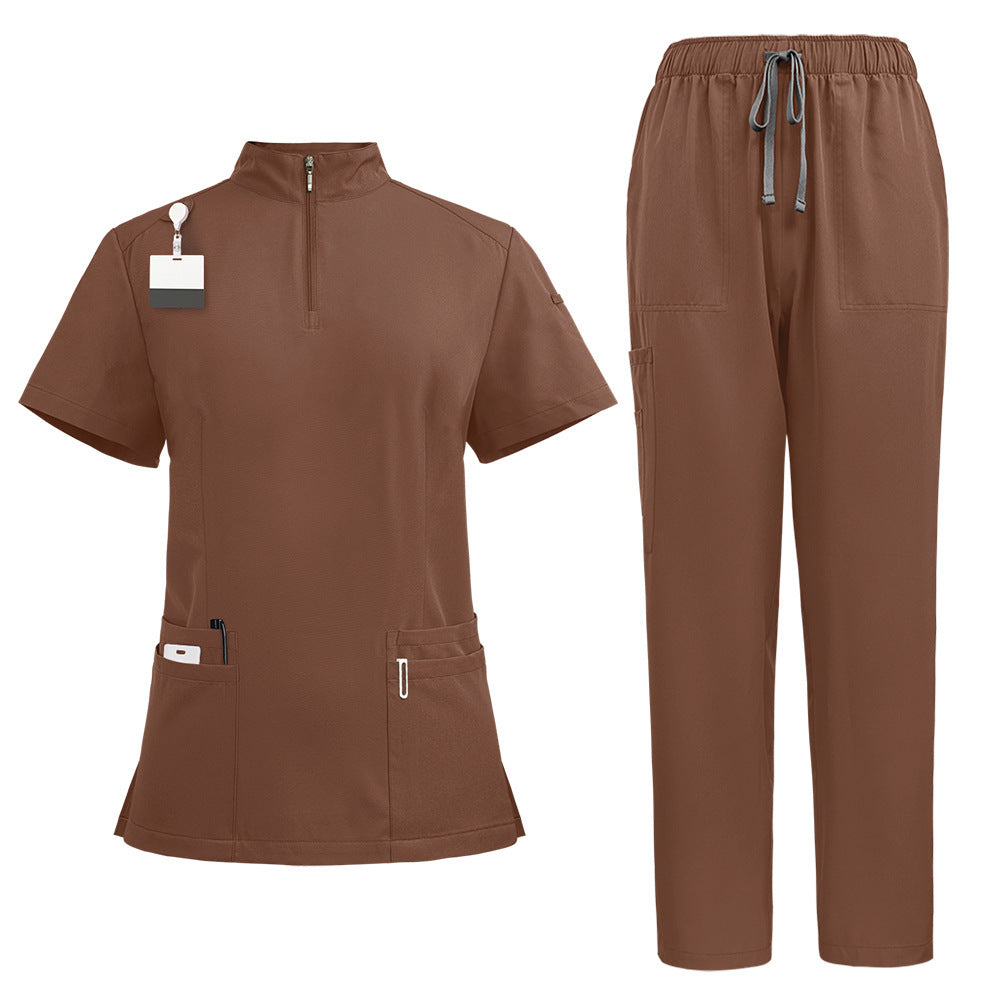 Stand Collar Zipper Hand Washing Suit Nurses' Uniform Work Clothes Suit