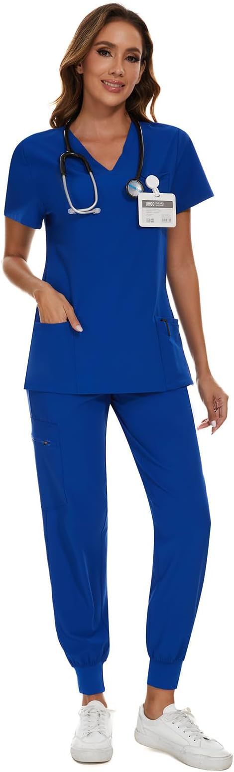 European And American V-neck Solid Color Two-piece Set