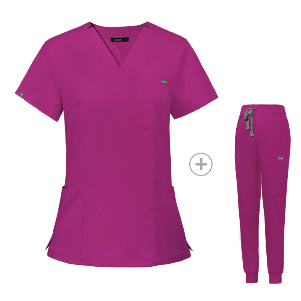Stretch V-Neck Short Sleeve Professional Uniform Set (Pack / Wholesale Option)