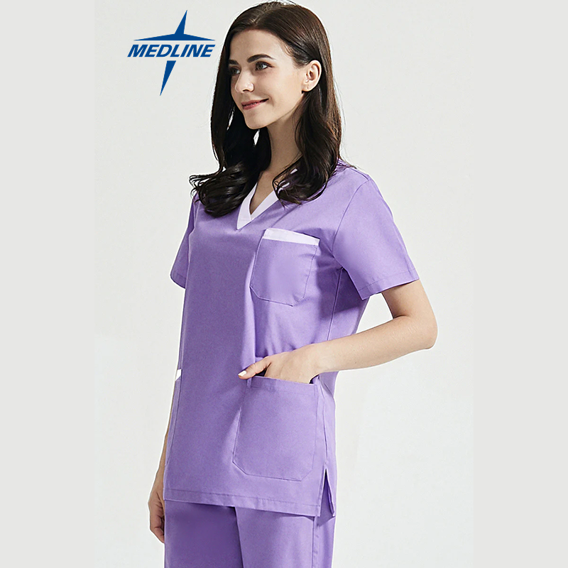 Med-Line Hand washing clothes doctor's operating clothes women's short sleeve split suit