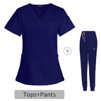 Women’s Short-Sleeve V-Neck Medical Scrub Set – Professional Uniform