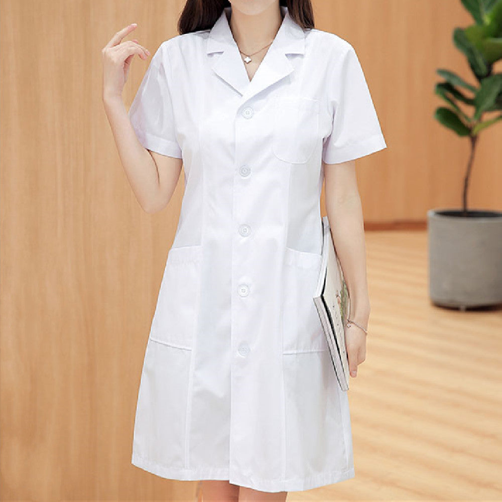 White Coat Long-sleeved Female Short-sleeved Summer Experimental Beauty Salon