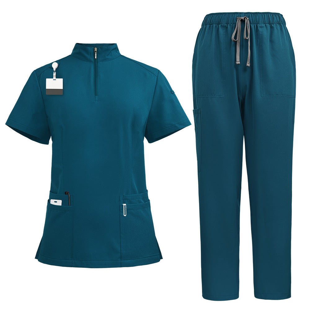 Stand Collar Zipper Hand Washing Suit Nurses' Uniform Work Clothes Suit