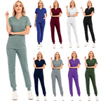 Solid Color V-neck Short-sleeved Pocket Nurse Suit