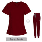 Women’s Short-Sleeve V-Neck Medical Scrub Set – Professional Uniform