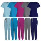 Women’s Short-Sleeve V-Neck Medical Scrub Set – Professional Uniform